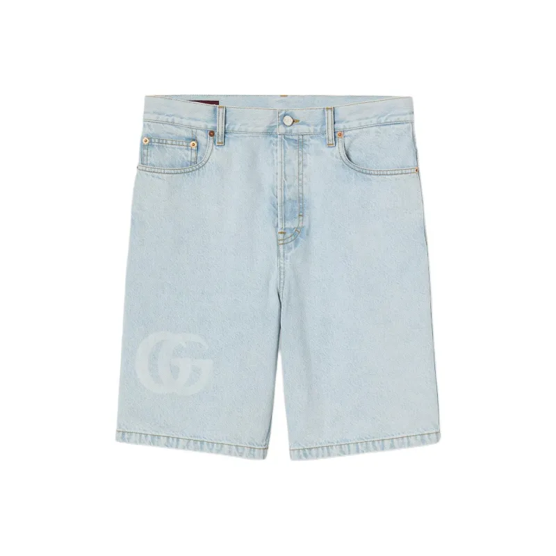GUCCI FW25 Lido Collection Denim Shorts Men's Light Blue-0