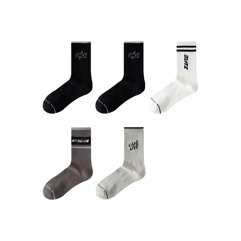 H YXIANG Mid Calf Socks Men's 5 Pack-16