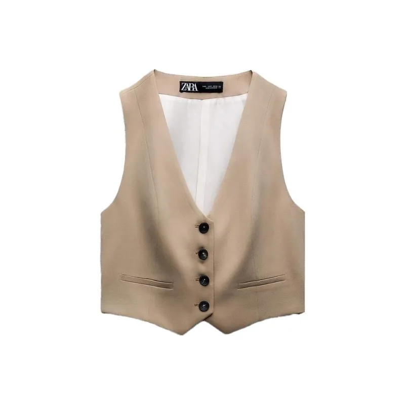 ZARA Tank Tops Women's Tan-0