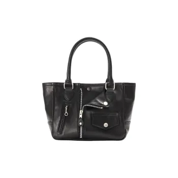Schott N.Y.C. Cow Leather Tote Bag, Shopping Bag, Handbag Mini Men's Black