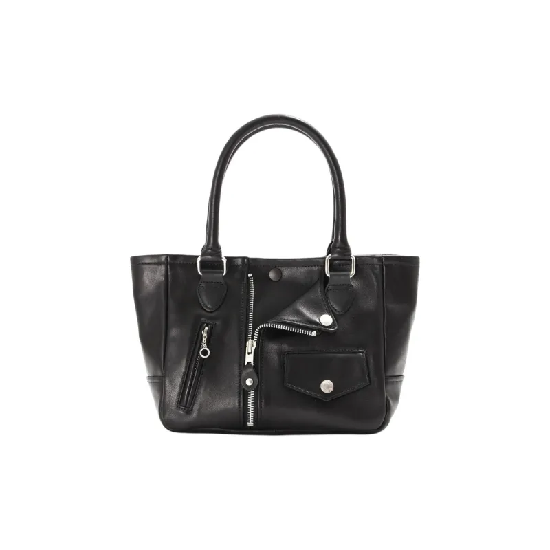 Schott N.Y.C. Cow Leather Tote Bag, Shopping Bag, Handbag Mini Men's Black-0