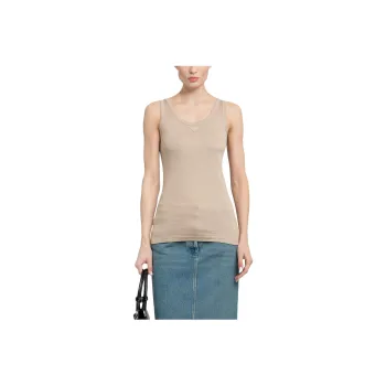 PRADA Triangle logo Ribbed Tank Top