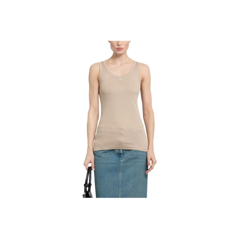 PRADA Triangle logo Ribbed Tank Top-0