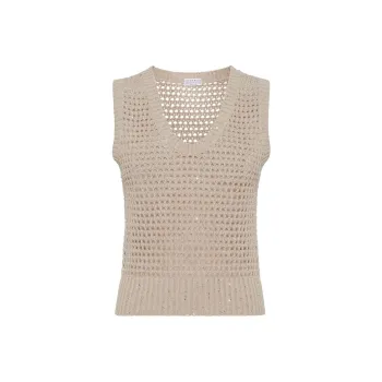 Brunello Cucinelli Sequin Embellished Open Knitted Vest