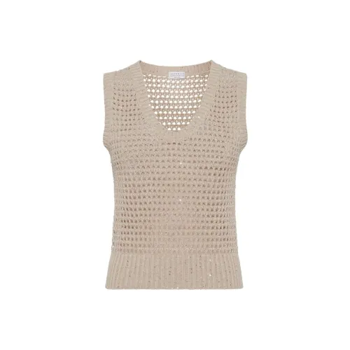 Brunello Cucinelli Sequin Embellished Open Knitted Vest