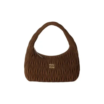 MIU MIU Wander Series Lambskin Handbag Extra Large Women's Cocoa Brown