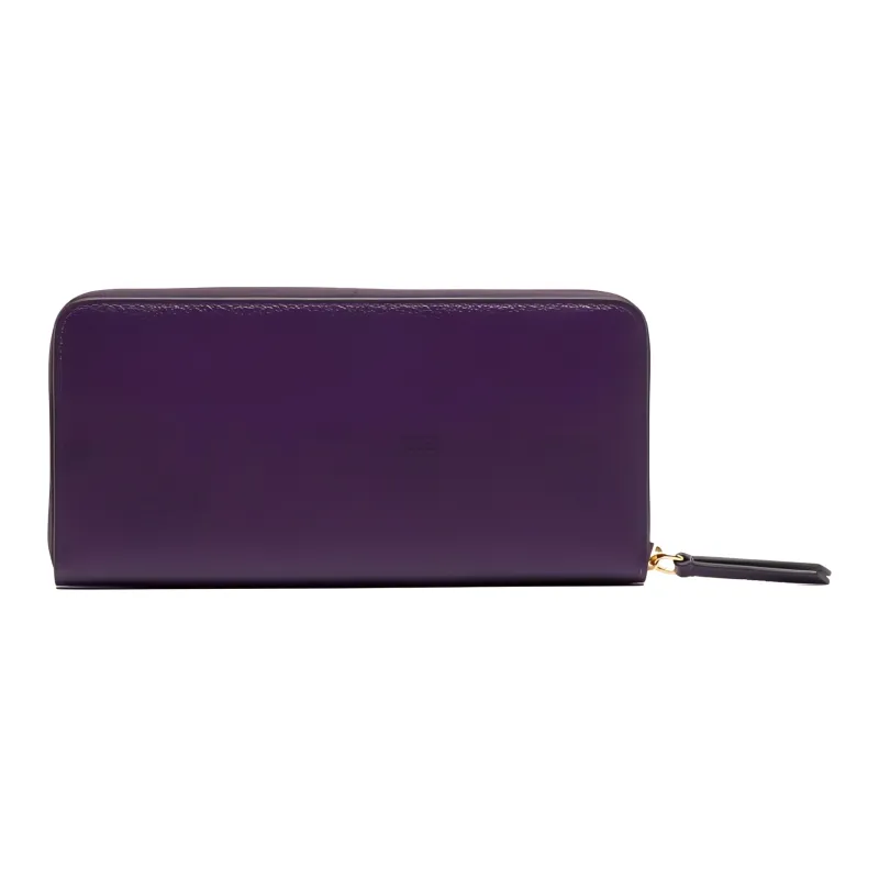 Mulberry Grained Cow Leather Wallet Women's Purple-1