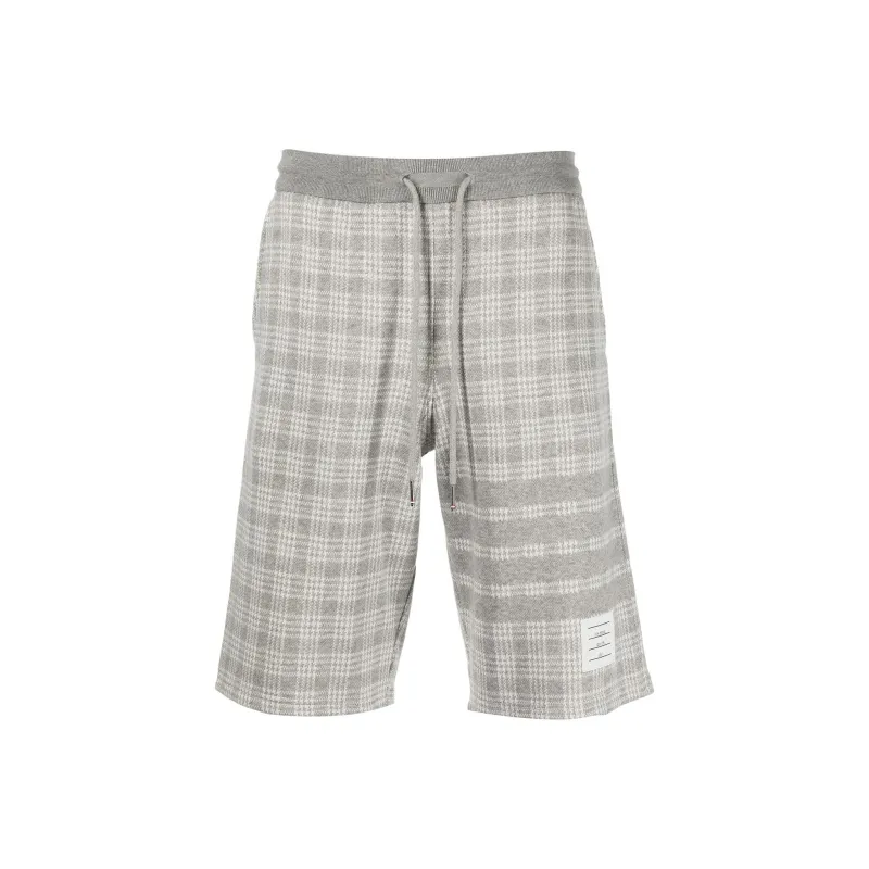 THOM BROWNE 4-Bar Striped Checked Shorts-0