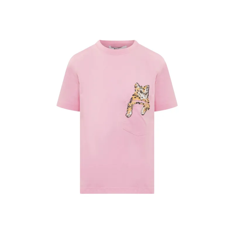 MSGM Cat Embellished Crewneck T Shirt-0