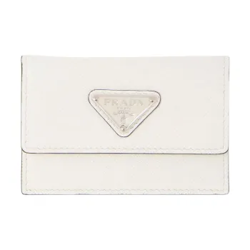 PRADA Saffiano Leather Card Holder Regular Men's White
