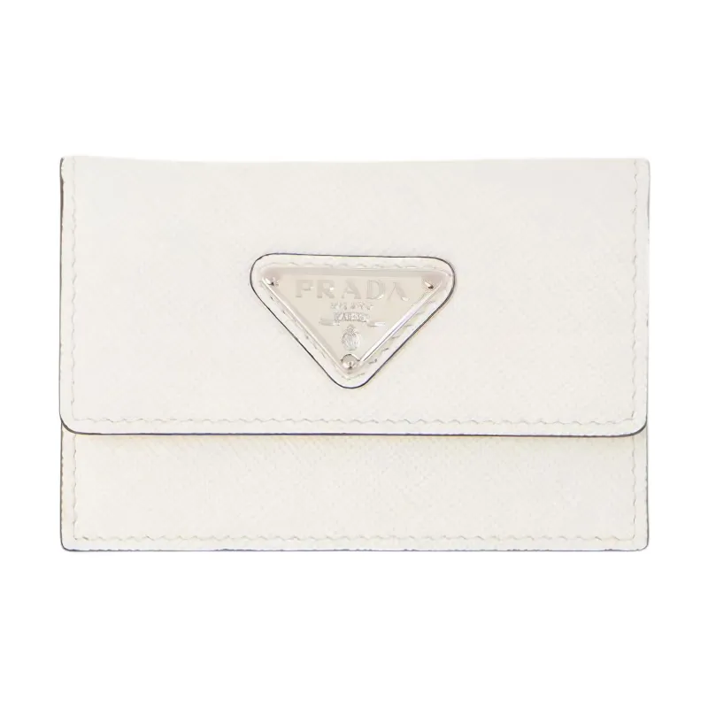 PRADA Saffiano Leather Card Holder Regular Men's White-0