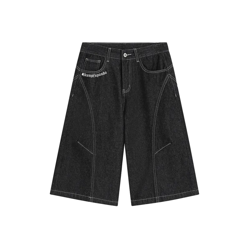 Kung Fu Panda Denim Shorts Unisex Original Denim Black-0