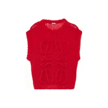 LOEWE Anagram Vest In Mohair Tank Tops Women's Red