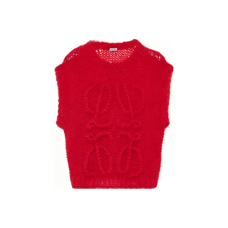 LOEWE Anagram Vest In Mohair Tank Tops Women's Red-0