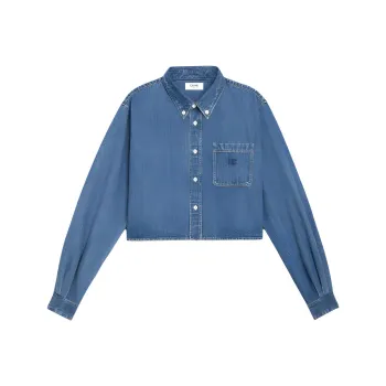 CELINE Cropped Shirt In Union Ocean Wash Denim