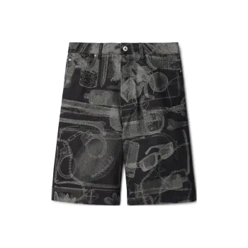 OFF WHITE Xray Jacquard Print Denim Shorts