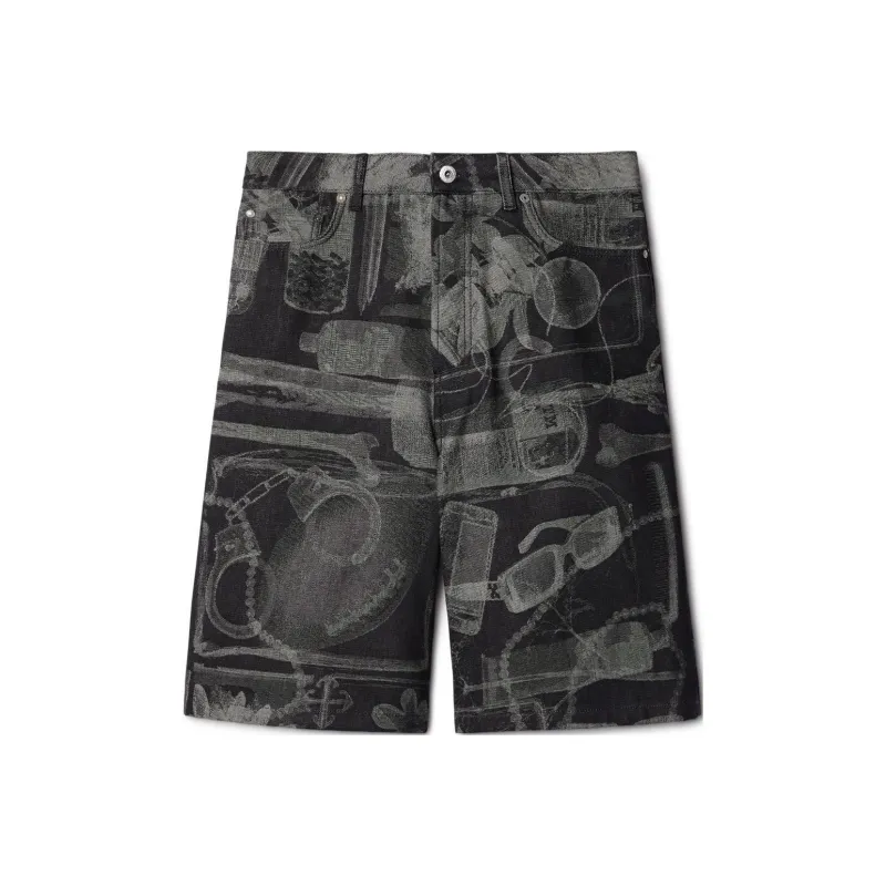 OFF WHITE Xray Jacquard Print Denim Shorts-0
