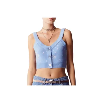 CHANEL Tank Tops Women's Light Blue