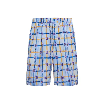 MARNI Light Blue Habotai Silk Drawstring Shorts With Saraband Casual Shorts Men's Blue