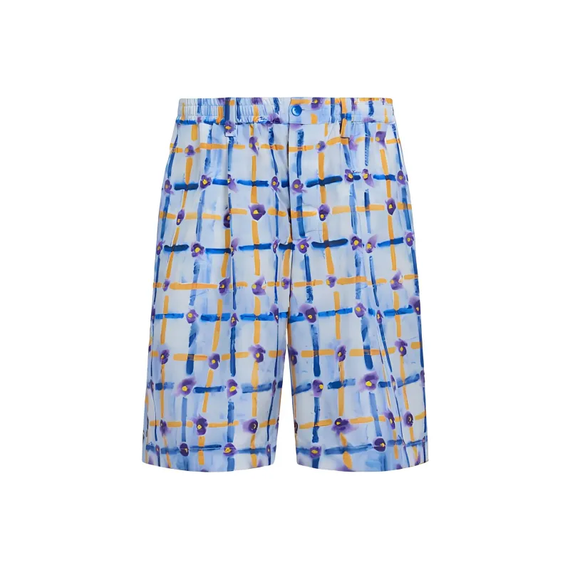 MARNI Light Blue Habotai Silk Drawstring Shorts With Saraband Casual Shorts Men's Blue-0