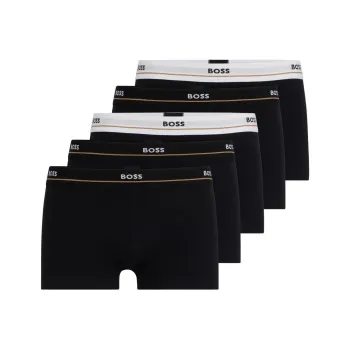 HUGO BOSS Five-Pack Of Stretch-Cotton Trunks With Logo Waistbands Swimming Shorts Men's 5 Pack