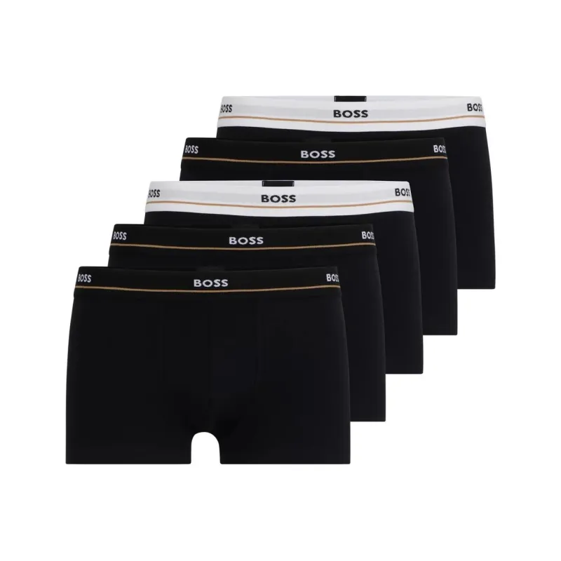 HUGO BOSS Five-Pack Of Stretch-Cotton Trunks With Logo Waistbands Swimming Shorts Men's 5 Pack-0