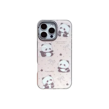 Koman TPU Material Pink Polka Dot Soft And Cute Panda Phone Cases Compatible With Apple IPhone 12/13/14/15/16/Pro/Mac