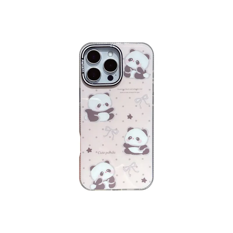 Koman TPU Material Pink Polka Dot Soft And Cute Panda Phone Cases Compatible With Apple IPhone 12/13/14/15/16/Pro/Mac-0