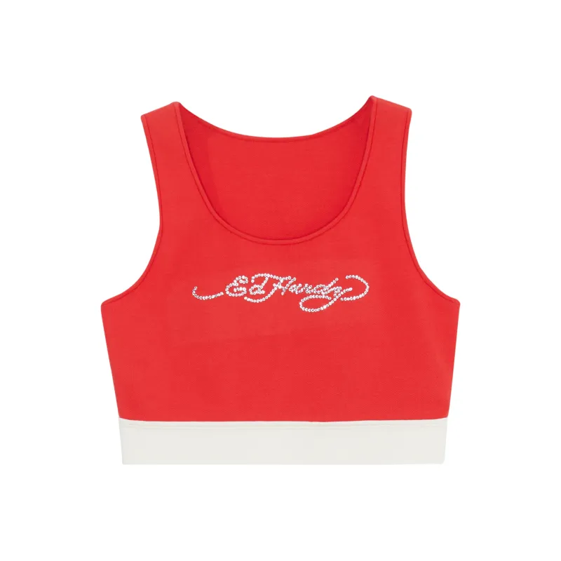 Ed Hardy Tank Tops Women's Warm Rose Red E1PAW001-0