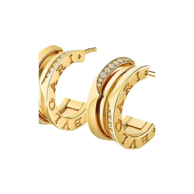 BVLGARI Diamond Earrings Unisex Gold-1