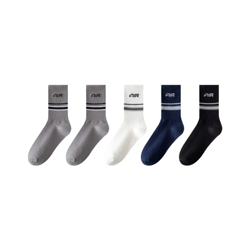 H YXIANG Mid Calf Socks Men's 5 Pack-10