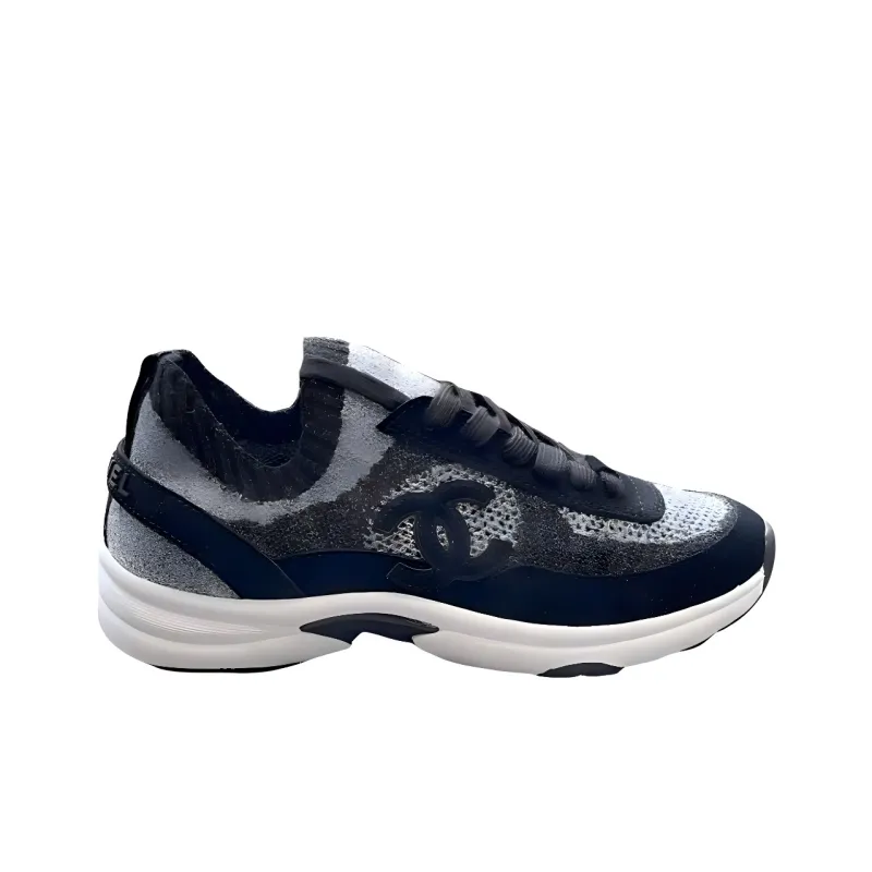 CHANEL 23B Low Top Casual Shoes Men's Gray Blue-1