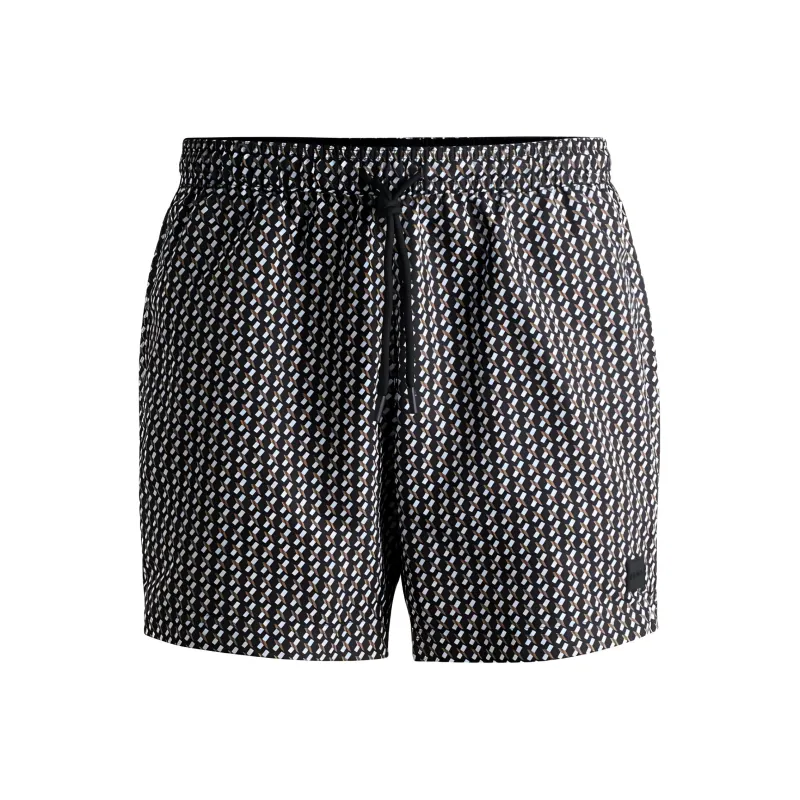HUGO BOSS Geometric-print Swim Shorts-0