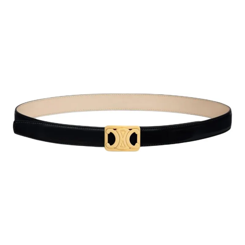 CELINE Calfskin Leather Belts Women's Black -0