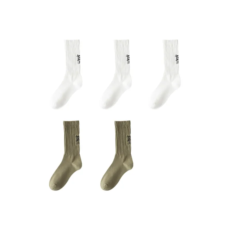 H YXIANG Mid Calf Socks Men's 5 Pack-11