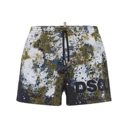 DSQUARED 2 Sprayed Effect Drawstring Swim Shorts