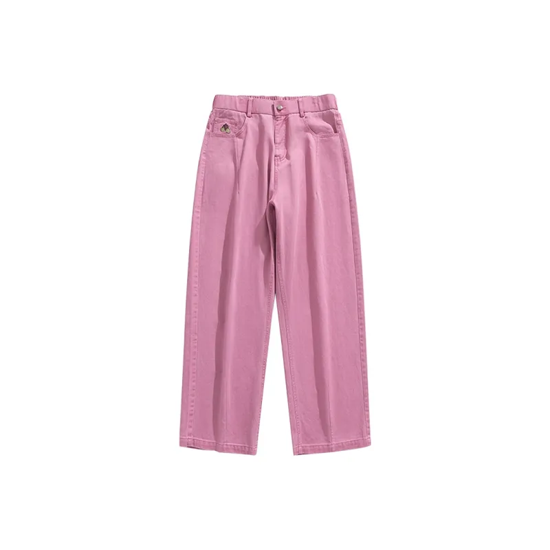 Devanro Casual Pants Men's Unisex Pink-2