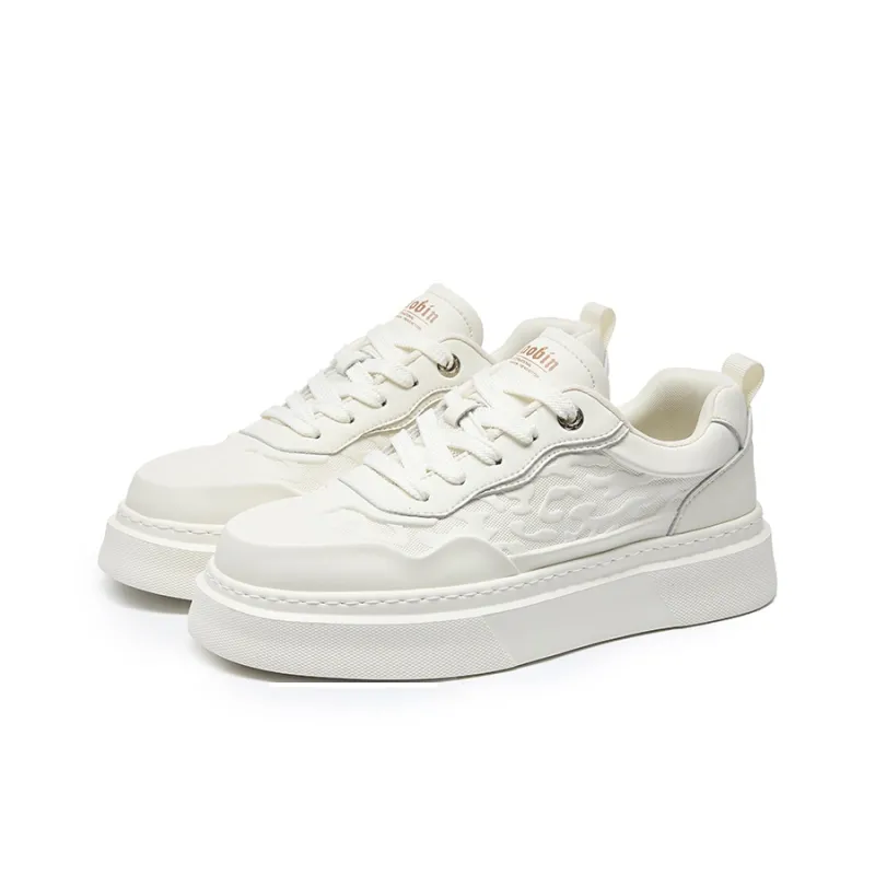 Haobin Breathable Lightweight Cushioning Low Top Skateboard Shoes Men's White-1