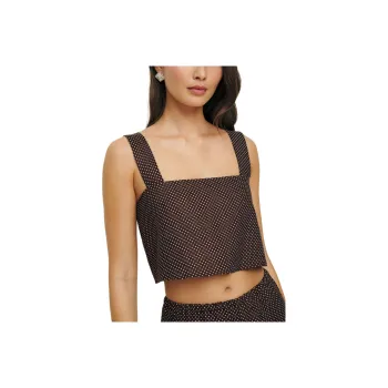 REFORMATION Lorin Polka-dot Linen Top