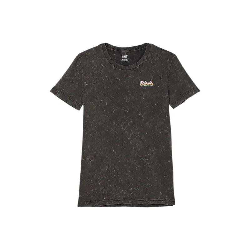 Victoria's Secret T-Shirt Women's Black Base With Multicolor Logo-0