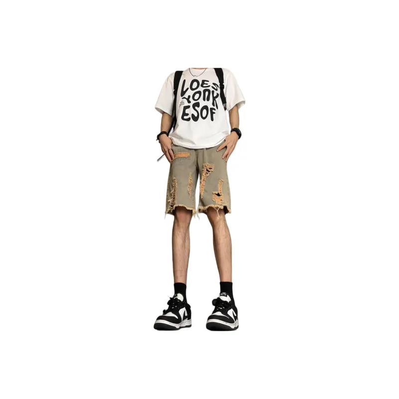 FA2LO Denim Shorts Unisex Yellow Mud-0