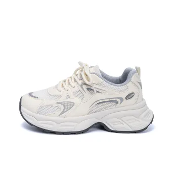 HUANQIU Breathable Coverage Height Increase Low Top Chunky Sneakers Women's Beige Gray