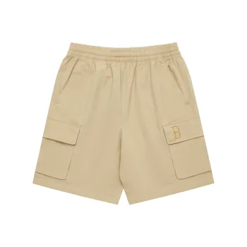 MLB Base Logo Casual Shorts Unisex Linen Beige Yellow