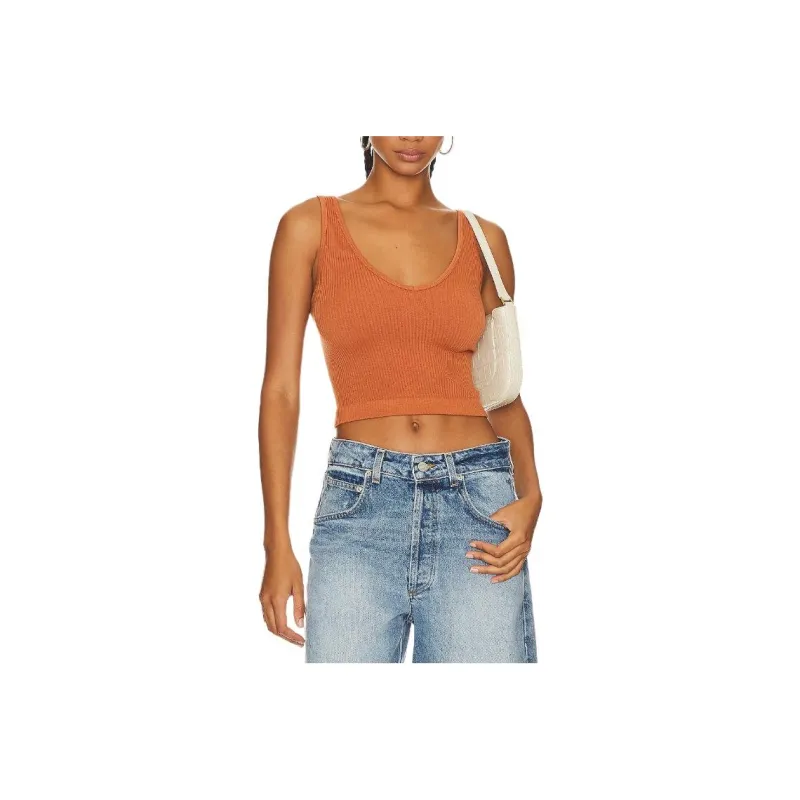 FREE PEOPLE Tank Tops Women's Light Brown-0