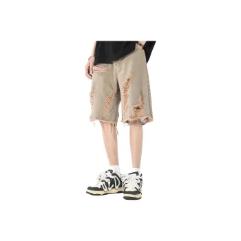 REXSHION Denim Shorts Unisex Yellow Mud