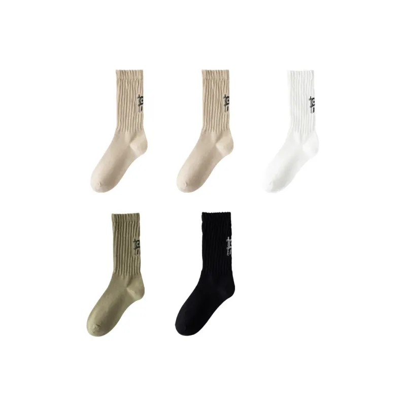 H YXIANG Mid Calf Socks Men's 5 Pack-10