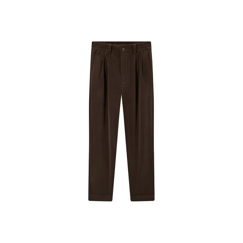 SEVEN Draped Comfortable Corduroy Warm Casual Pants Men's Khaki-0