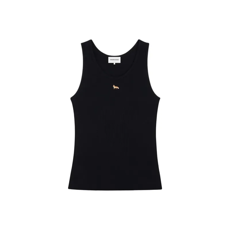 Maison Kitsune Fox Motif Sleeveless Ribbed Tank Top-0