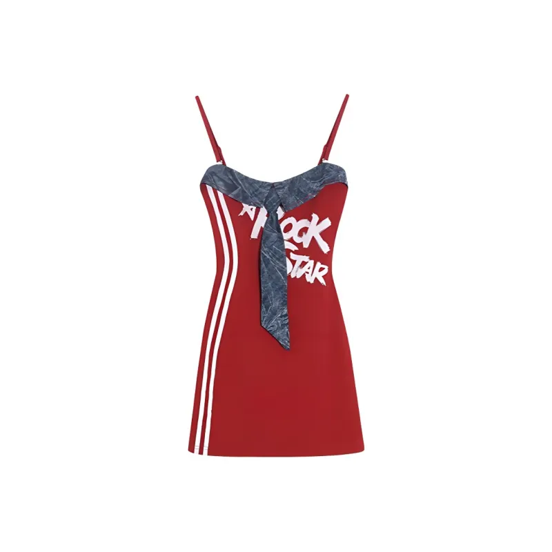 Mu Xiao Xin Slip Dress Women's Blue & Red-3