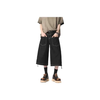 DUNHUANG ART INSTITUTE Denim Shorts Unisex Black